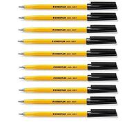 Staedtler, Stick 430, penne a sfera con punta fine da 0,3 mm, colore inchiostro: nero, con regolazione del flusso di inchiostro, per una scrittura scorrevole, confezione da 10 pezzi