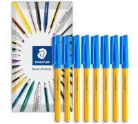 STAEDTLER Stick 430F - Penna a sfera, punta fine da 0,3 mm, confezione da 8 pezzi, colore: blu