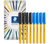 STAEDTLER stick 430F - Penna a sfera, punta fine da 0,3 mm, confezione da 8 pezzi, colore: nero, blu