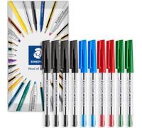 STAEDTLER Stick 430M - Penna a sfera a punta media da 0,5 mm, confezione da 10 pezzi, inchiostro nero, blu, rosso, verde