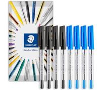 STAEDTLER Stick 430M - Penna a sfera a punta media da 0,5 mm, confezione da 8 pezzi (nero, blu)