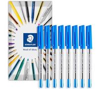 STAEDTLER Stick 430M - Penna a sfera, punta media da 0,5 mm, confezione da 8 pezzi, colore: blu