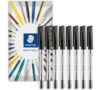 STAEDTLER Stick 430M - Penna a sfera, punta media da 0,5 mm, confezione da 8 pezzi, colore: nero