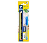 STAEDTLER student set, 2 matite Noris HB di alta qualità e resistenza, gomma rasoplast, temperino ad 1 foro, righello 15 cm e penna a sfera blu, 120SET BKDST, blue