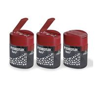 STAEDTLER Temperamatite doppio - Set da 3 - Design triangolare Noris - Temperamatite per matite in grafite e colorate - Due fori per diversi formati - Con pratico coperchio