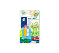 STAEDTLER Temperamatite Noris junior 514 10 BK (adatto ai bambini, extra spesso, particolarmente adatto per matite colorate con diametro di circa 14 mm, protezione lama e protezione per le dita per la
