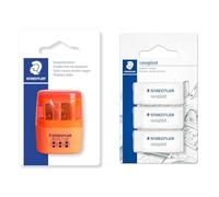 STAEDTLER Temperino Arancio Fluo & rasoplast 526 B30 Gomma, 43 x 19 x 13 mm, Confezione da 3