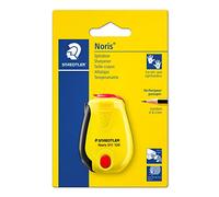 Staedtler Temperino Noris per penne fino a 8,2 mm, adatto per mancini e destrorsi, funzione cricchetto, indicatore di punta, punte in entrambe le direzioni, scatola a punta su blister, 511 120 BK