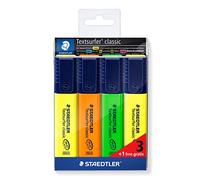 STAEDTLER Textsurfer Classic 364 Evidenziatori - set da 4, pastello | Punta scalpello 1-5 mm, tinte pastello tenui, INK·JET SAFE - ricaricabili - Art.-Nr. 364-S WP4P