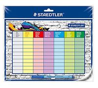 STAEDTLER Timetable 641 SP2 Planner cancellabile - riutilizzabile | Con pennarello lavagna Lumocolor 305 F-3, clip & tavoletta autoadesiva - Art.-Nr. 641 SP2