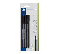 Staedtler Triplus 334 - Fineliner 334, triangolare, con punta in metallo, circa 0,3 mm, in 97% riciclato, prodotto in Germania, set da 4 pezzi in blister, colore nero, 334-9 BK4
