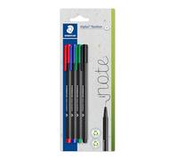 STAEDTLER Triplus 334-S BK4 - Fineliner triangolare, con punta in metallo, circa 0,3 mm, in 97% riciclato, prodotto in Germania, set da 4 pezzi in blister, colori assortiti, 334-S