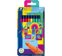Staedtler Triplus Happy Fibre Tip Pens, Ergonomic Triangular Shaft, Line Width 1