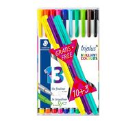 Staedtler Triplus Color 323 Confezione da 10 pennarelli a punta fine - Corsa 1 mm circa - Inchiostri a base d acqua - Colori assortiti