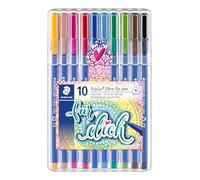 STAEDTLER Triplus Color 323 - Pennarelli MeTime, confezione da 10 pezzi, con fusto ergonomico, larghezza linea 1,0 mm, inchiostro DRY SAFE