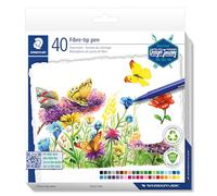 Staedtler Triplus Color 323 - Pennarelli triangolari, punta antipressione, larghezza linea 1 mm, adatto ai bambini, astuccio di cartone con 40 pezzi triplus color in plastica riciclata, colori
