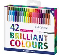 Staedtler Triplus Fineliner - Penne Gel con Inchiostro ad Asciugatura Rapida, Pennarelli Punta Fine Lavabili con Fusto Ergonomico, Set Cancelleria Scuola Università e Ufficio, Colori Assortiti, 42 Pz