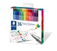 Staedtler Triplus Fineliner - Penne Gel con Inchiostro ad Asciugatura Rapida, Pennarelli Punta Fine Lavabili con Fusto Ergonomico, Set Cancelleria Scuola Università e Ufficio, Colori Assortiti, 36 Pz
