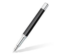 Staedtler Triplus - Penna Stilografica Ergonomica con Cartuccia d'Inchiostro Blu e Pennino M in Acciaio, Custodia in Metallo, Penne Stilografiche Ricaricabili per Regalo Donna e Uomo, Antracite Antico