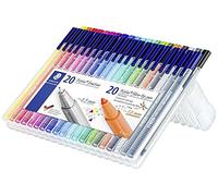 Staedtler Triplus Confezione da 20 Penne Punta Fine 03 mm + 20 Penne Punta Fibra 1 mm - Cappuccio con Clip - Colori Assortiti