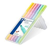 STAEDTLER - Evidenziatori Triplus Highlighter, a punta conica da 1-4 mm, colori pastello, custodia con cavalletto, 6 evidenziatori assortiti, 362 CSB6.