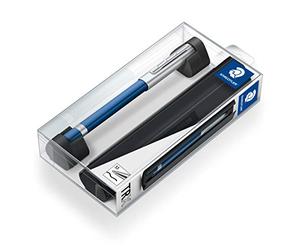 STAEDTLER TRX 412TRX3M-9ST - Penna roller (forma triangolare ergonomica, superficie in alluminio vellutato, tappo a scatto con clip in metallo, penna roller Refill, tratto M, colore inchiostro: nero)