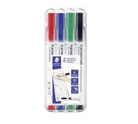 Marcatori a secco per lavagne Staedtler Lumocolor Whiteboard compact - 208443 Marcatori colori assortiti a secco per lavagne con tratto 1-2 mm e punta da 1-2 mm tonda dal fusto di color bianco in confezione da 4 Pz.