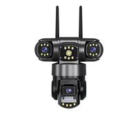 Staeekkzy Camera IP WiFi 3 Lens Camera WiFi Tre Schermi CCTV Esterno CCTV Video Surveillance Camera Mozzicamento Automatico da 6 MP PTZ Security Security Camera Plug