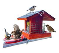 STAFECO Casetta per uccelli per balcone, tazza per uccelli selvatici per ringhiera del balcone, resistente alle intemperie, manufatto a mano, per uccelli da giardino, supporto per balcone con una