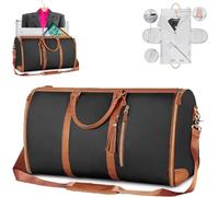 Stafeny Borsa da Viaggio Foldable, Garment Duffle Bag, Convertibile per Donna con Pouch per Scarpe, Capacità Elevata in Pelle PU Folding Carry On (nero)