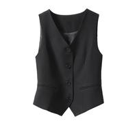 Stafeny Gilet Da Abito Da Donna Slim Fit Con Scollo A V, Elegante Vintage Smoking (IT, Testo, M, Regular, Nero)