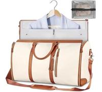 Stafeny Travel Bag,foldable Clothing Bag Travel,Garment Duffle Bag,Convertible Suit Travel Bag for Women,Large Capacity PU Leather Folding Carry On Garment Bag with Shoe Pouch (bianco)