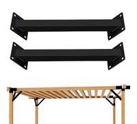 Staffa a 45 Gradi per impieghi gravosi - Connettore di Supporto per Gazebo, terrazze e Casette in Legno per progetti Fai-da-Te - Confezione da 2 staffe di Supporto Nere per Travi del Tetto