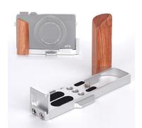 Staffa a L in legno con impugnatura per Canon G7X III/G7X II, Arca-Swiss, piastra a sgancio rapido con slitta fredda e accesso allo sportello della batteria (argento)