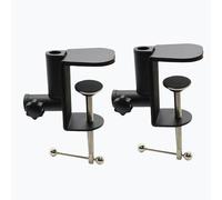 Staffa a sbalzo fissa da tavolo 2 in 1, 2 accessori da scrivania per microfono, morsetto da tavolo in metallo nero, supporto per telefono cellulare, supporto per microfono, vite regolabile