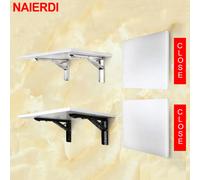 Staffa angolare pieghevole in acciaio-staffa di montaggio a parete triangolare NAIERDI 2 pezzi, facile da installare, per mensola, panca, tavolo