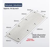 Staffa codice angolare in acciaio set 4 o 8 pezzi 49mm x 140mm giunto piatt