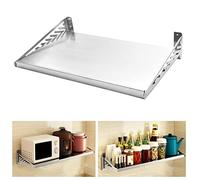 Staffa da parete per microonde, in acciaio inox, con pannello rimovibile per l'organizzazione della cucina, staffa salvaspazio per pentole, padelle e forno