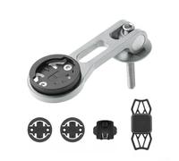 Staffa di estensione per computer da bicicletta, in lega di alluminio con supporto per telefono in silicone, compatibile con Garmin per Bryton e Cateye, set di accessori per GPS da ciclismo (A-argento