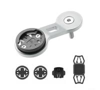 Staffa di estensione per computer da bicicletta, in lega di alluminio, con supporto per telefono in silicone, per Garmin Bryton e Cateye, per GPS, da strada, MTB, colore rosso (B-argento)