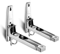 Staffa di Montaggio a Parete per Forno a Microonde con Gancio, Acciaio Inossidabile, Carico Massimo 40kg, Supporti per Forno a Microonde Pieghevole Regolabile, Argento