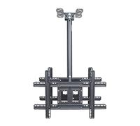 Staffa di montaggio a soffitto per TV a doppio schermo, resistente, girevole e inclinabile, per TV piatte/curve da 32" a 60", design a polo singolo per una visione posteriore perfetta per casa e