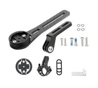 Staffa di montaggio per computer da bici in fibra di carbonio per Garmin e Bryton Gps con supporto luce e doppia vite di fissaggio per manubrio ciclismo su strada, finitura 3K, nero (L127 mm)