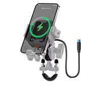 Staffa GPS Manubrio Supporto Per Telefono Cellulare Antiurto Per Moto Caricabatterie Di Tipo C Regolabile Antifurto Staffa Di Navigazione A Sgancio Rapido(Charging- Gray Z)