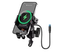 Staffa GPS Manubrio Supporto Per Telefono Cellulare Antiurto Per Moto Caricabatterie Di Tipo C Regolabile Antifurto Staffa Di Navigazione A Sgancio Rapido(Charging- Black J)