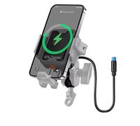 Staffa GPS Manubrio Supporto Per Telefono Cellulare Antiurto Per Moto Caricabatterie Di Tipo C Regolabile Antifurto Staffa Di Navigazione A Sgancio Rapido(Charging- Gray K)