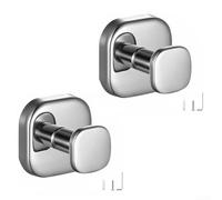 Staffa in acciaio inox progettata per accappatoi e asciugamani, resistente per ambienti umidi, include due ganci per organizzare efficacemente gli spazi (grigio chiaro)