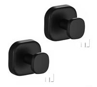 Staffa in acciaio inox progettata per accappatoi e asciugamani, resistente per ambienti umidi, include due ganci per organizzare efficacemente gli spazi (nero)