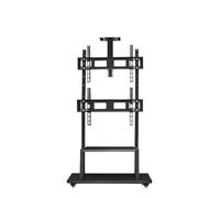 Staffa mobile for TV a doppio schermo superiore e inferiore, espositore da pavimento multi-schermo sospeso for esterni, ripiano 42-75 pollici(50-75 inch)