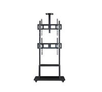 Staffa mobile for TV a doppio schermo superiore e inferiore, espositore da pavimento multi-schermo sospeso for esterni, ripiano 42-75 pollici(42-65 inch)